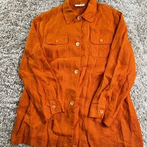 Harve Benard Sport Vibrant Orange Linen Shirt